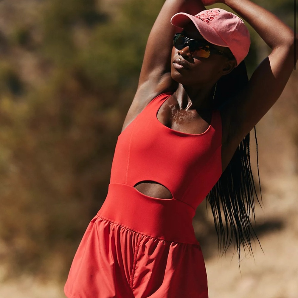 Red Cutout Athletic Romper